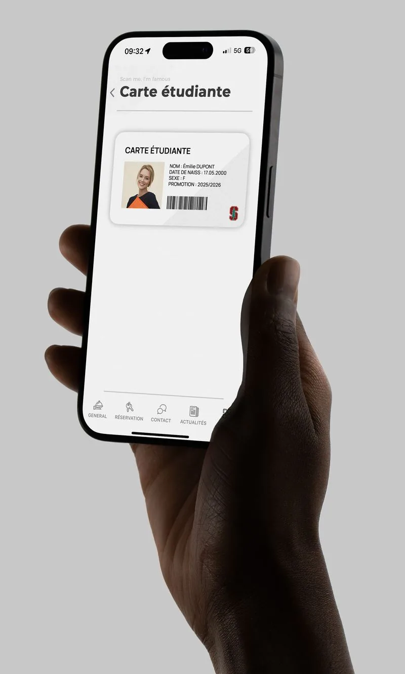Capture d'écran de l'application Wise Campus affichant la carte étudiante dématérialisée